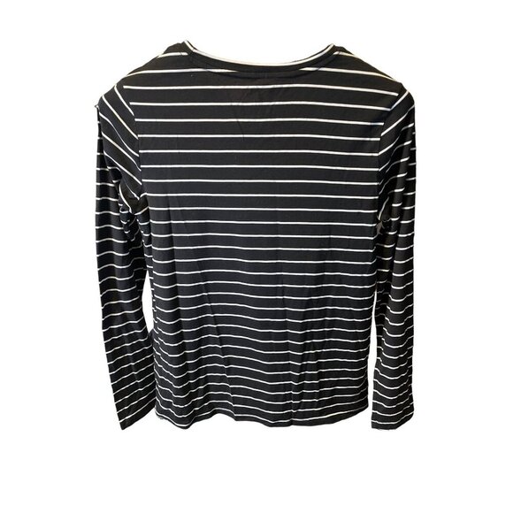 Time and Tru Black White Round Neck Long Sleeve Top Sz S - Picture 2 of 7